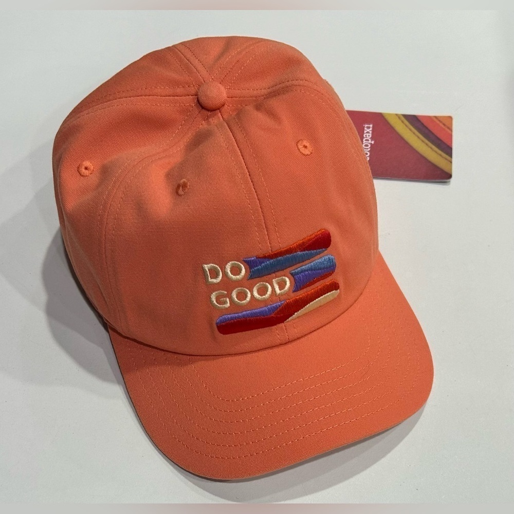 Cotopaxi Do Good Stripe Dad Hat NWT Embroidered Graphic Coral Adjustable Strap
